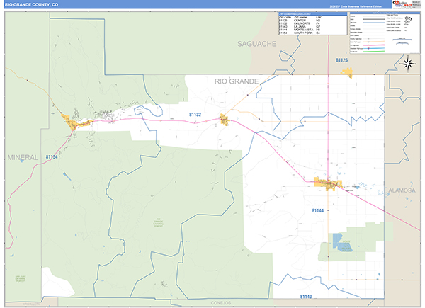 Rio Grande County, CO Zip Code Map